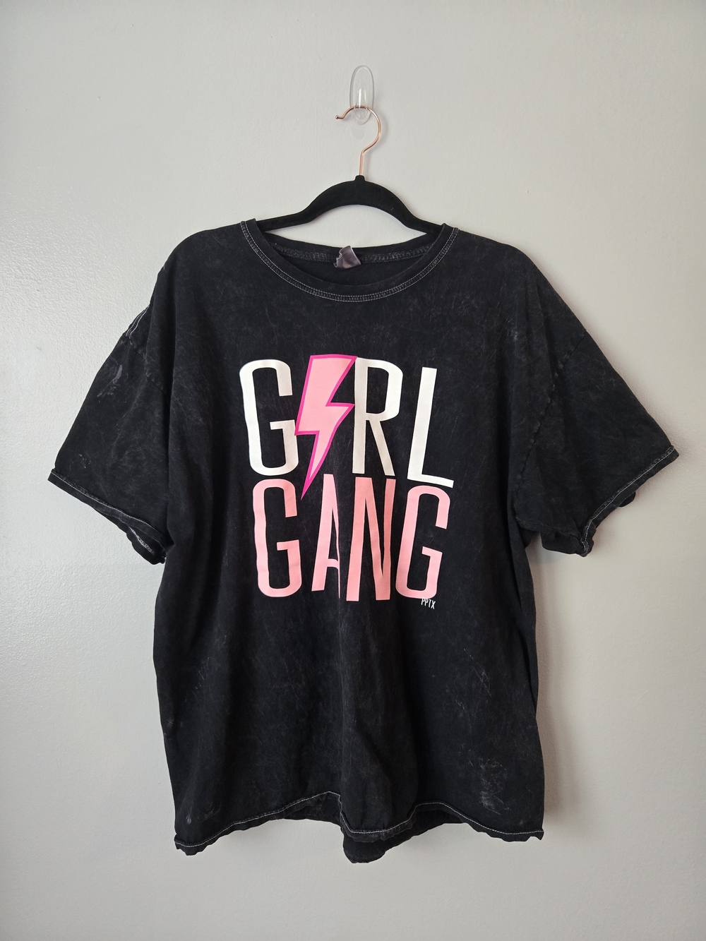 (3/$25) Colortone Girl Gang Graphic Tee XXL Black Acid Mineral Wash T-Shirt 2XL